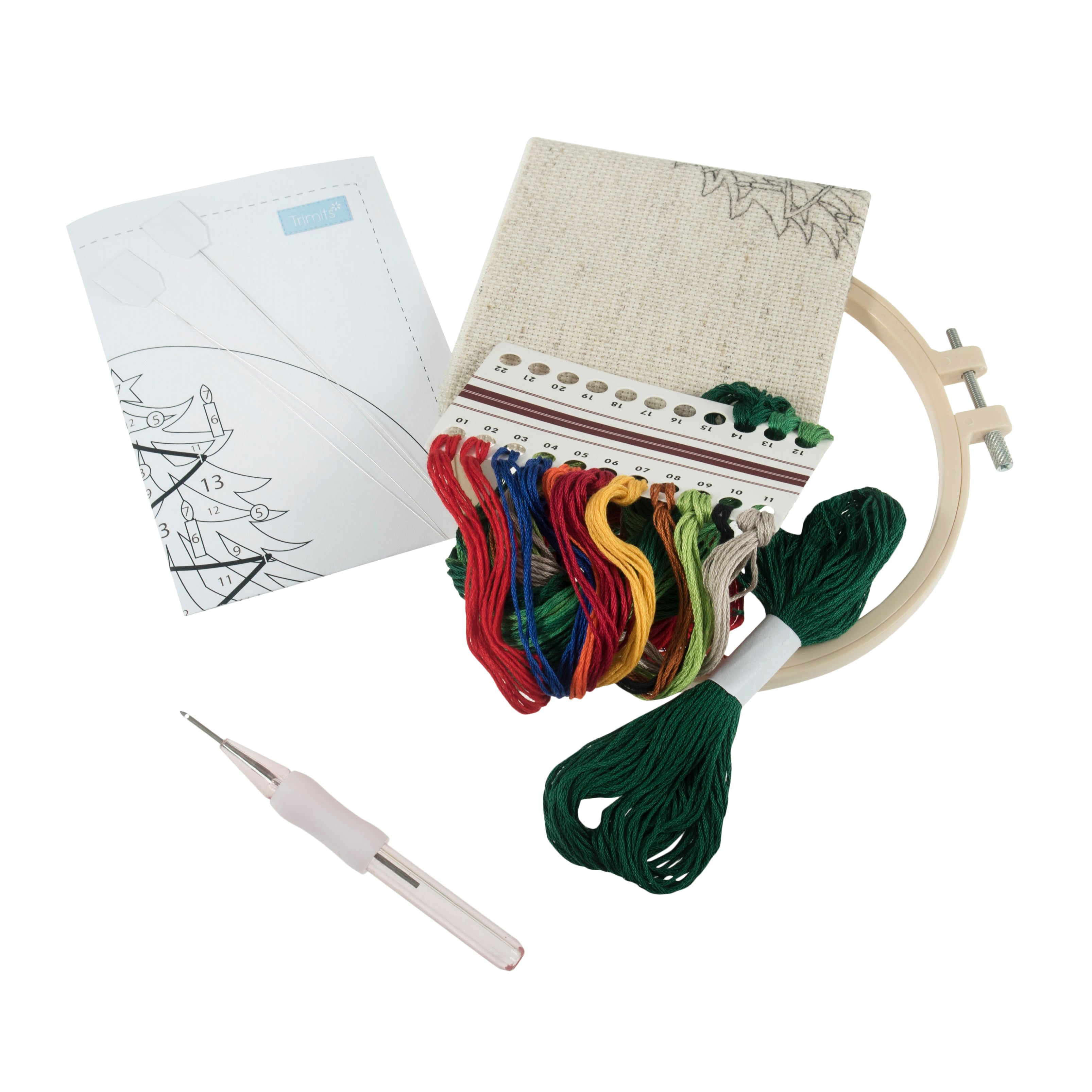 Trimits Punch Needle Kit with Hoop - Christmas Tree