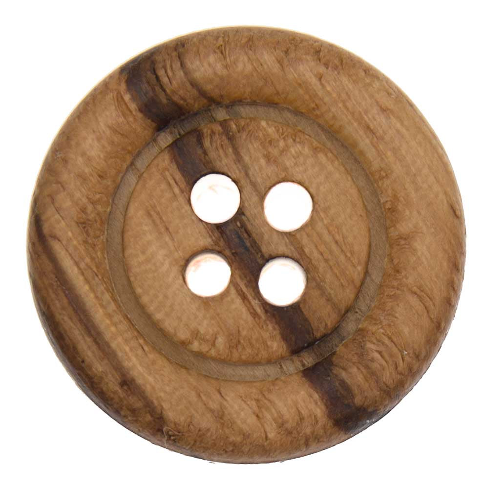 Italian Buttons Striped 4-hole Wooden Button (Natural)