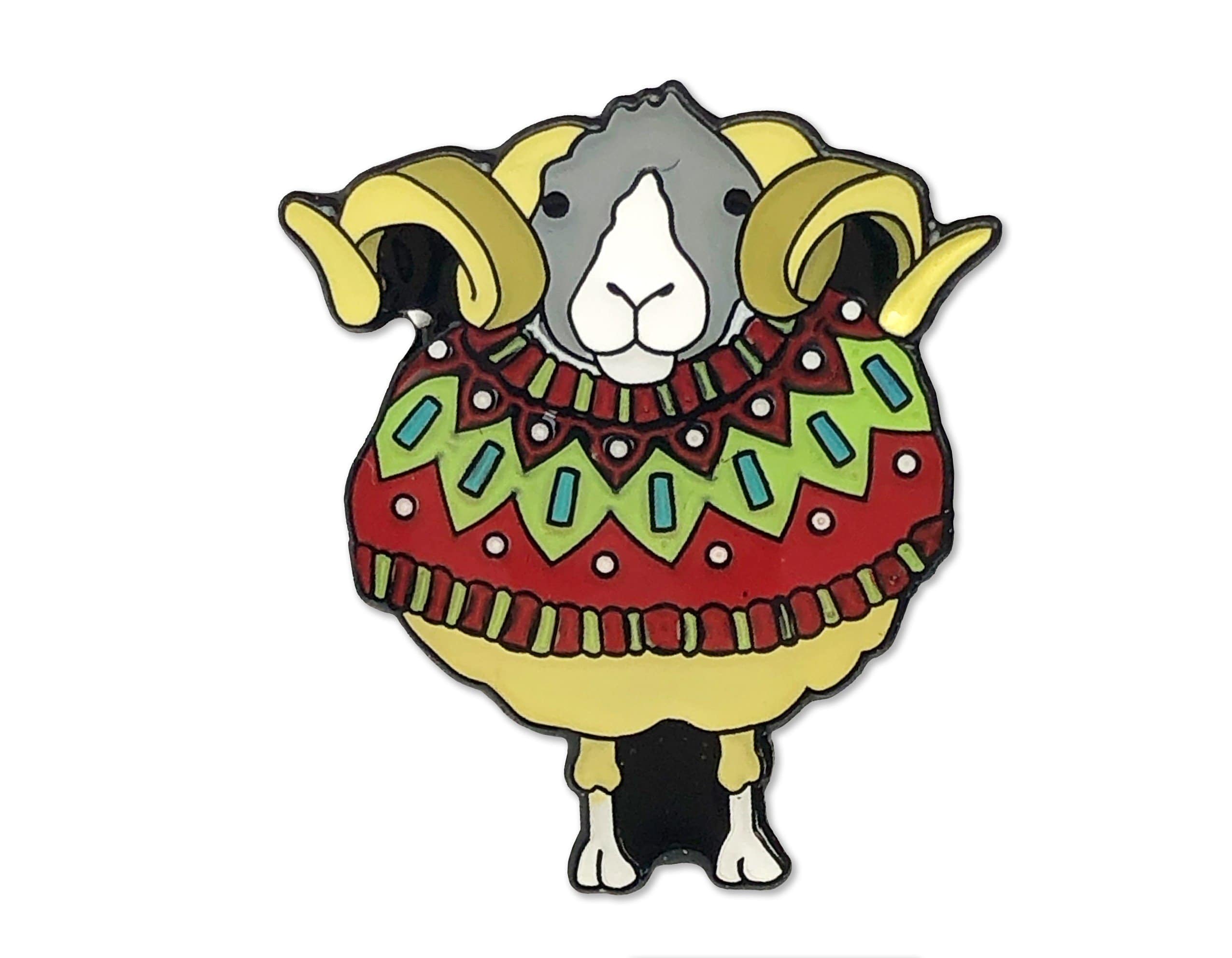 Emma Ball Accessories Emma Ball - Enamel Pin - Woolly Sheep in Red Sweater 5060703321975
