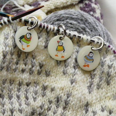 Emma Ball Accessories Emma Ball - Stitch Markers in a Pocket Tin - Woolly Puffins