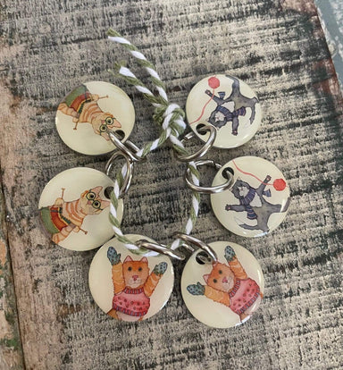 Emma Ball Accessories Emma Ball - Stitch Markers (x6) - Kittens in Mittens