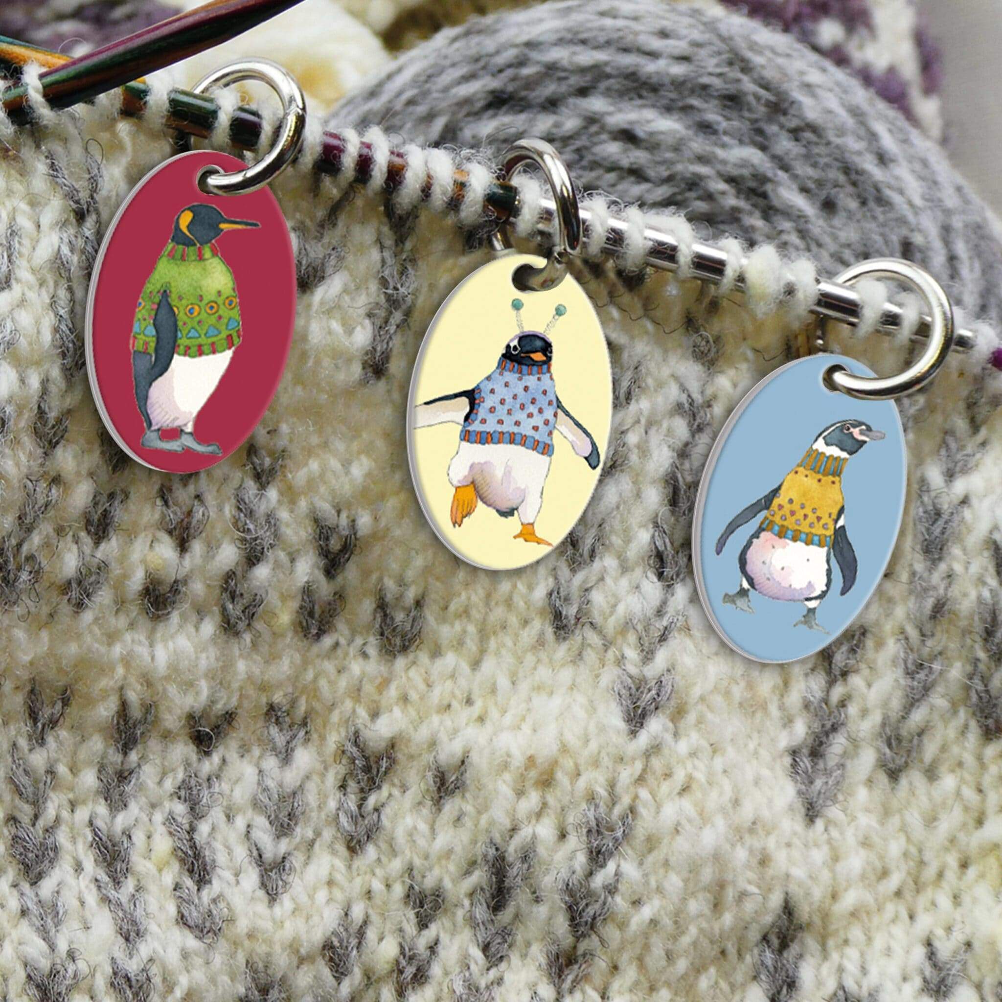 Emma Ball Accessories Emma Ball - Stitch Markers (x6) - Penguins in Pullovers