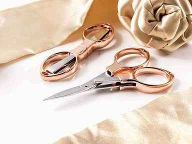 Hemline Accessories Hemline Rose Gold Folding 4" Scissors 9317385288987