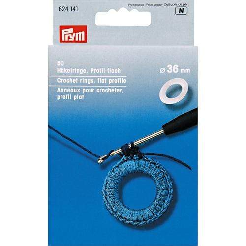 Prym Crochet Rings Plastic Flat,Silver, Ø 36 mm