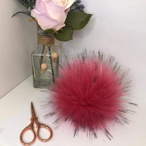 The Crafty Bird Accessories Hot Pink with Black Tips The Crafty Bird Faux Fur Pom Pom Keyring and Bag Accessory TCB1HPBT