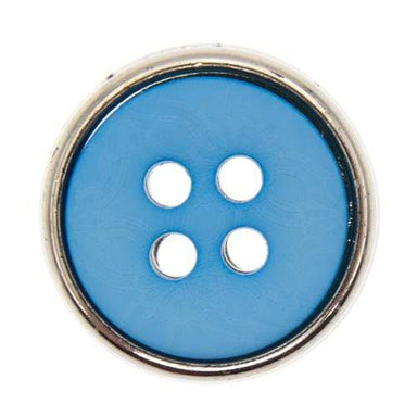 Italian Buttons Buttons Light Blue Italian Buttons Metal Edge 4-hole Round Button - 15mm 79436450