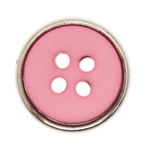 Italian Buttons Buttons Pink Italian Buttons Metal Edge 4-hole Round Button - 15mm 78355106