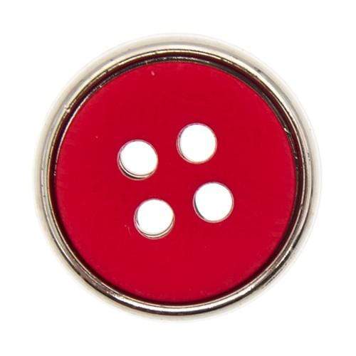 Italian Buttons Buttons Red Italian Buttons Metal Edge 4-hole Round Button - 15mm 78748322