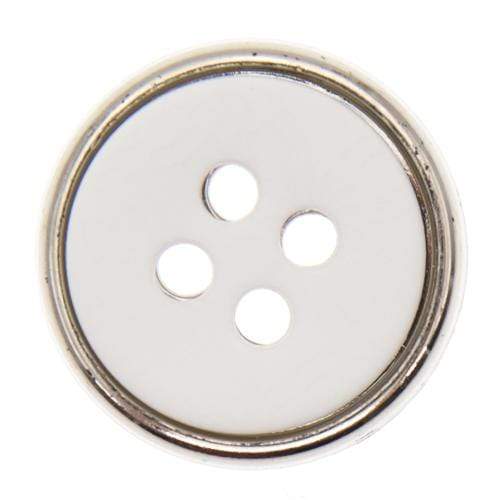 Italian Buttons Buttons White Italian Buttons Metal Edge 4-hole Round Button - 15mm 77535906