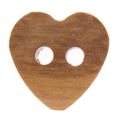 Italian Buttons Buttons 12mm Italian Buttons Wooden Heart 2-hole Button (Natural) 25382050