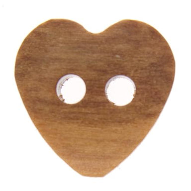 Italian Buttons Buttons 12mm Italian Buttons Wooden Heart 2-hole Button (Natural) 25382050