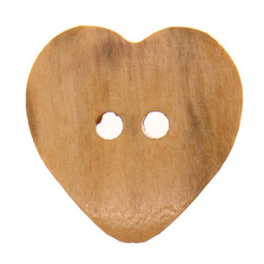 Italian Buttons Buttons 19mm Italian Buttons Wooden Heart 2-hole Button (Natural) 25447586