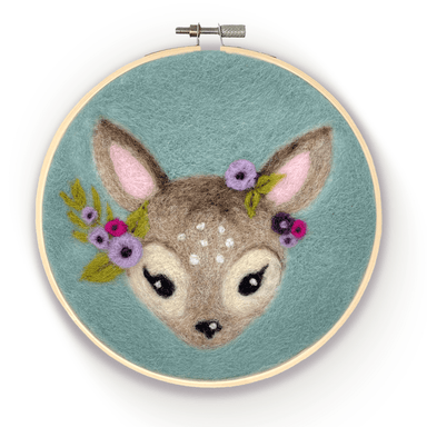 The Crafty Kit Company Felting The Crafty Kit Company Floral Fawn in a Hoop Needle Felt Kit