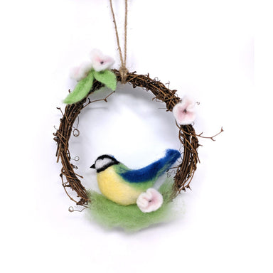 The Crafty Kit Company Felting The Crafty Kit Company Spring Blue Tit Wreath Needle Felting Kit