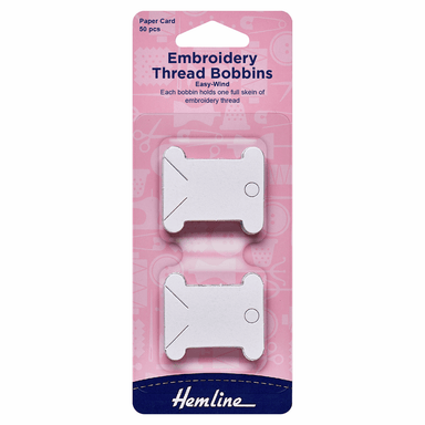 Hemline Needlecraft Hemline Embroidery Thread Bobbins - Paper Card (Pack of 50) 9317385004624