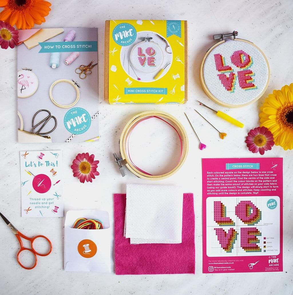 The Make Arcade Needlecraft The Make Arcade 'LOVE' Mini Cross Stitch Kit