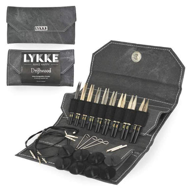 Lykke Needles Lykke 3.5" Interchangeable Knitting Needle Set - Driftwood - Grey Denim