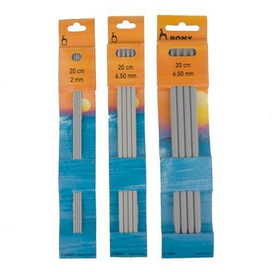 Pony Needles Pony Double Point Knitting Needles (x4) - 20cm - Aluminium (2.00-5.00mm)