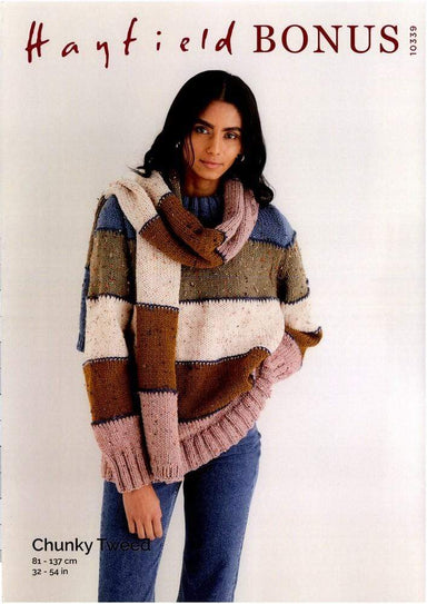 Hayfield Patterns Hayfield Bonus Chunky Tweed - Sweater and Scarf (10339) 5024723103393