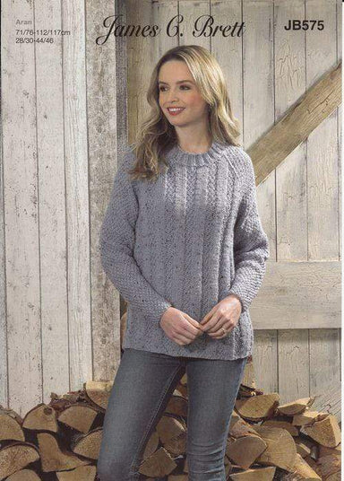 James C. Brett Patterns James C. Brett Rustic with Wool Aran - Sweater (JB575) 5055559612582