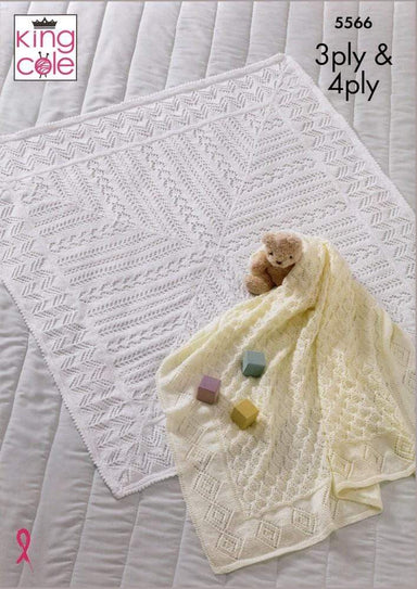 King Cole Patterns King Cole 3 Ply and 4 Ply - Baby Blankets (5566) 5057886014398