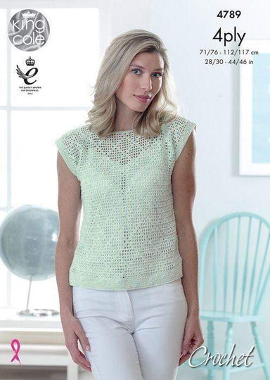 King Cole Patterns King Cole Giza Cotton 4 Ply - Lady's Crochet Top (4789) 5015214781299