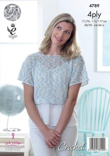 King Cole Patterns King Cole Giza Cotton 4 Ply - Lady's Crochet Top (4789) 5015214781299