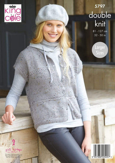 King Cole Patterns King Cole Homespun DK - Ladies Round Neck Cardigan and Waistcoat (5797) 5057886025257