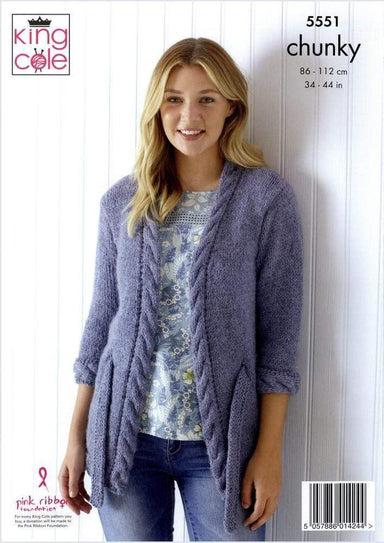 King Cole Patterns King Cole Timeless Chunky - Cardigan, Sweater & Cap Sleeved Top (5551) 5057886014244