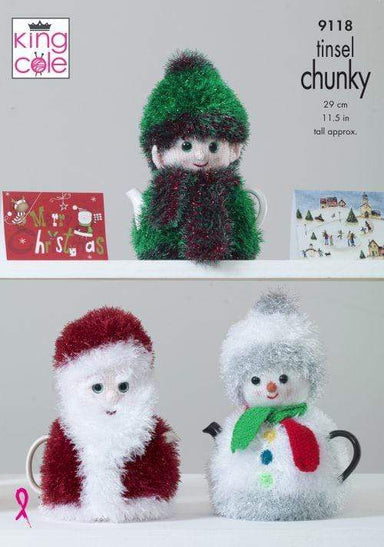 King Cole Patterns King Cole Tinsel Chunky - Christmas Tea Cosies (9118) 5057886005808