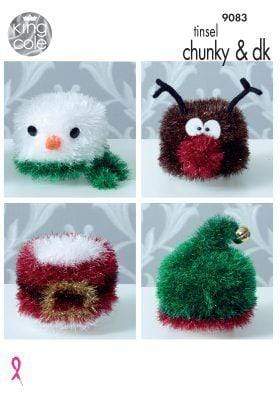 King Cole Patterns King Cole Tinsel Chunky & DK - Knitted Christmas Toilet Roll Covers (9083) 5015214877725