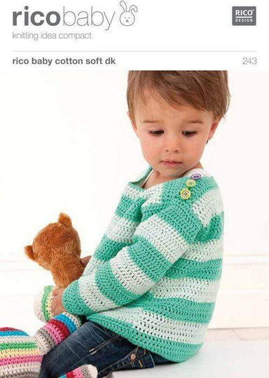 Rico Design Patterns Rico Design Baby Cotton Soft DK - Striped Jumper - Jumper with Flowers (243) 4050051528554