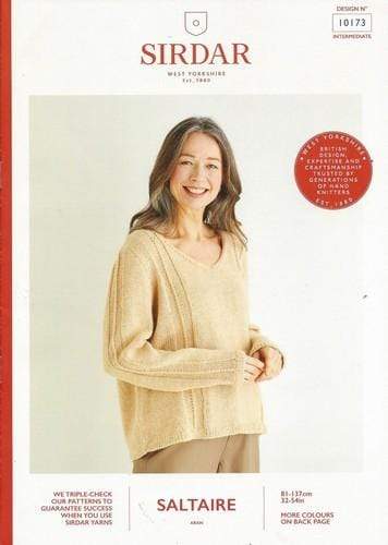 Sirdar Patterns Sirdar Saltaire - Women's V-Neck Stripe Detailed Sweater (10173) 5024723101733
