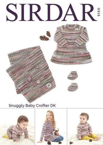 Sirdar Patterns Sirdar Snuggly Baby Crofter DK - Dress, Bootees and Blanket (5150) 5024723951505