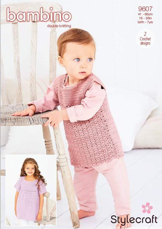 Stylecraft Patterns Stylecraft Bambino DK - Crochet Cabbage Patch Dress (9607) 5034533073021