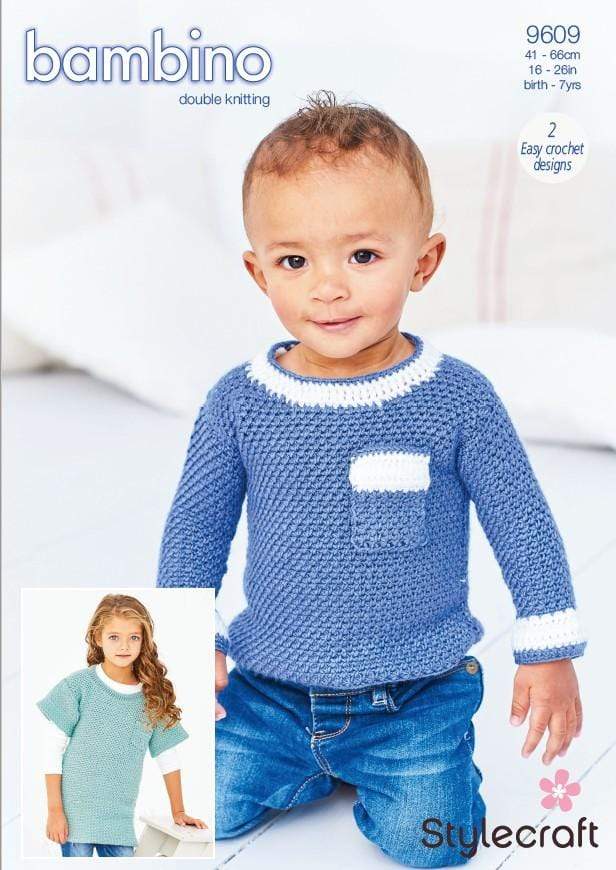 Stylecraft Patterns Stylecraft Bambino DK - Crochet Woven Sweater and Tunic (9609) 5034533073045