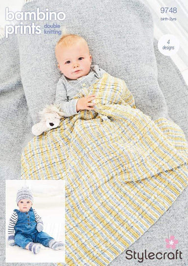 Stylecraft Patterns Stylecraft Bambino Prints DK - Blanket, Hats, Mitts and Booties (9748) 5034533074431