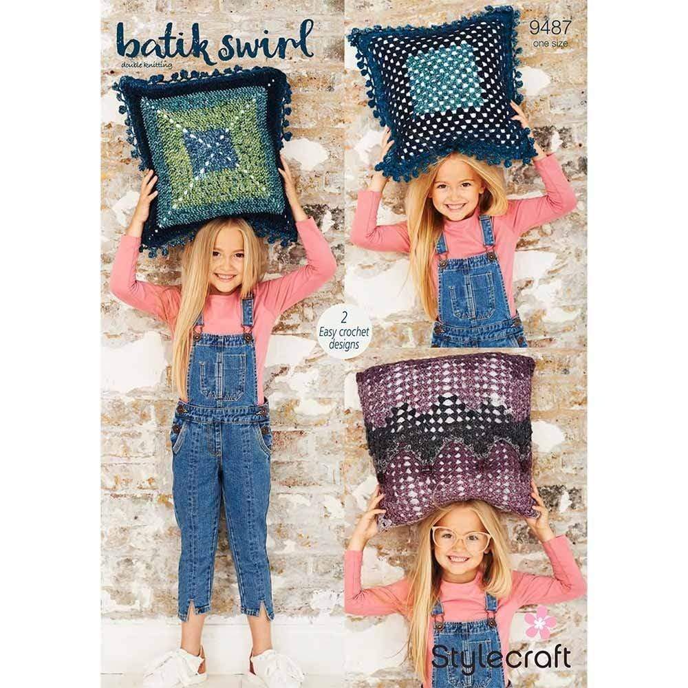 Stylecraft Patterns Stylecraft Batik Swirl DK - Granny Square Cushion Covers (9487) 5034544071683