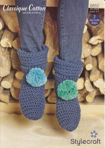 Stylecraft Patterns Stylecraft Classique Cotton DK - Slipper Boots (8852) 5034533052712