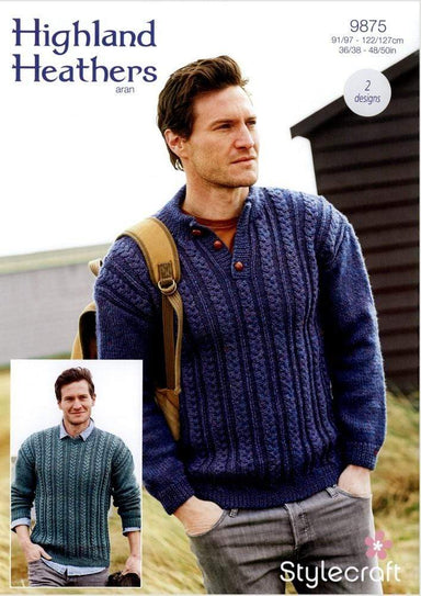 Stylecraft Patterns Stylecraft Highland Heathers Aran - Men's Sweaters (9875) 5034533075711