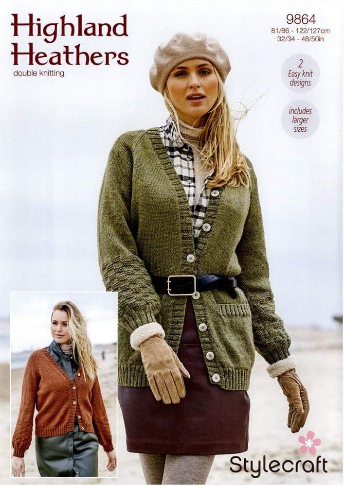 Stylecraft Patterns Stylecraft Highland Heathers DK - Long Cardigan with Pockets & Short Cardigan (9864) 5034533075605