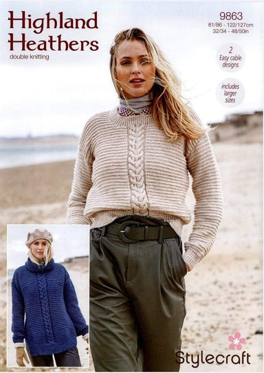 Stylecraft Patterns Stylecraft Highland Heathers DK - Round & Polo Neck Sweaters (9863) 5034533075599