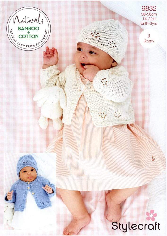 Stylecraft Patterns Stylecraft Naturals Bamboo+Cotton - Cardigans and Hat (9832) 5034533075285