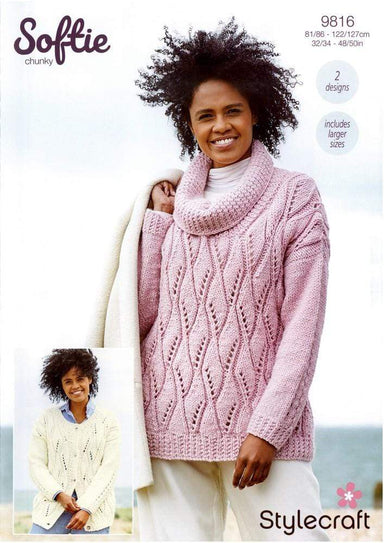 Stylecraft Patterns Stylecraft Softie Chunky - Sweater and Cardigan (9816) 5034533075094