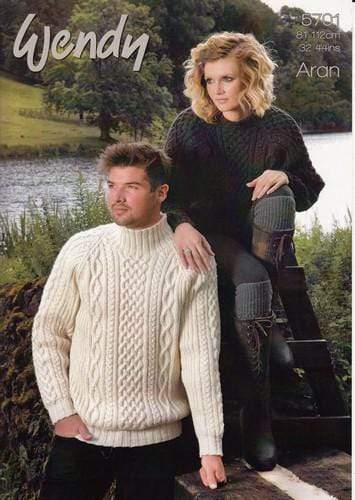 Wendy Patterns Wendy Aran with Wool - His and Hers Sweaters (5701)