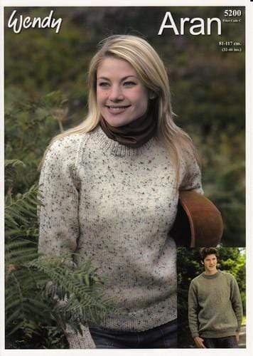 Wendy Patterns Wendy Aran with Wool - Round Neck Raglan Sweater (5200) 5015832452007