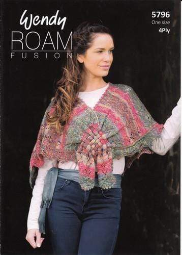 Wendy Patterns Wendy Roam Fusion 4 Ply - Lace Shawl with Woven Front (5796) 5015832457965